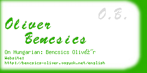 oliver bencsics business card